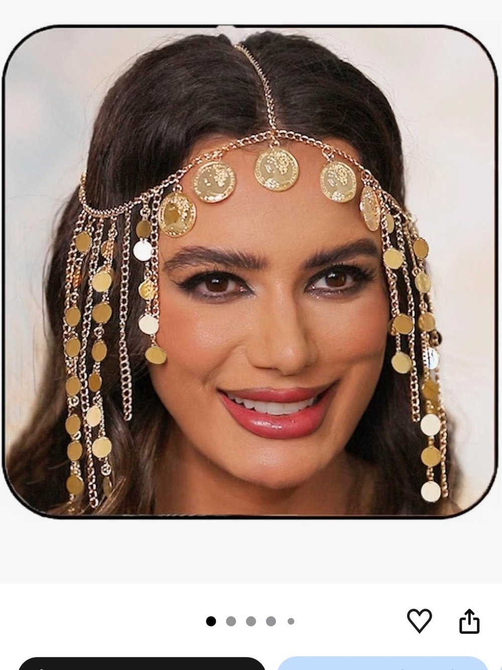 Gold Coin Fringe Headpiece - Egyptian Festival Hair Accessory